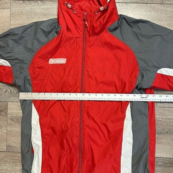 Columbia Women's size L Hooded Windbreaker Nylon Full Zip Rain Jacket Rec Gray - Picture 4 of 5